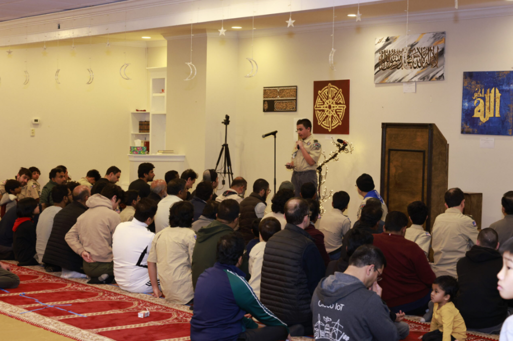 A scout gives a talk at the ICM Banquet Hall.